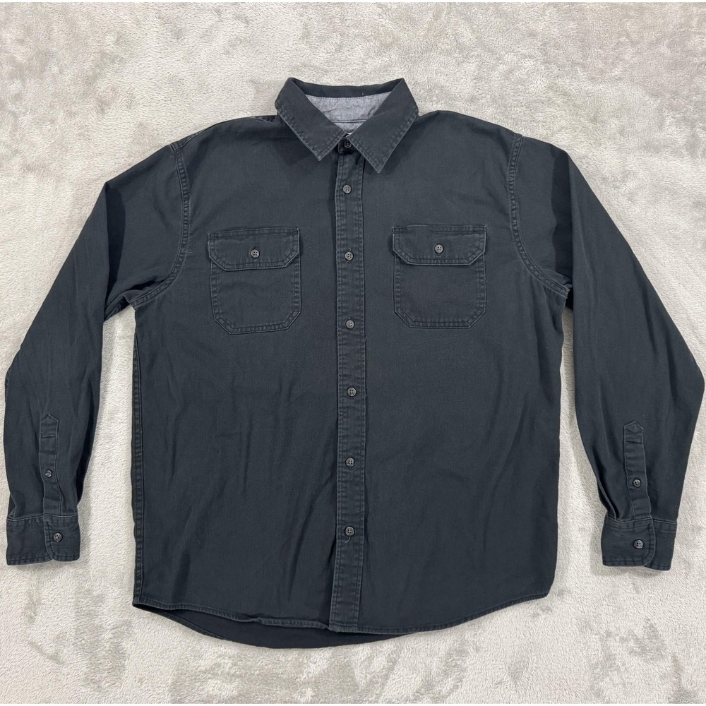 Wrangler Shirt Mens Medium Gray Comfort Flex Long Sleeve Button Up Stretch
